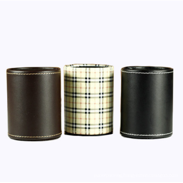 Classical PU Leather Round Pen Holder